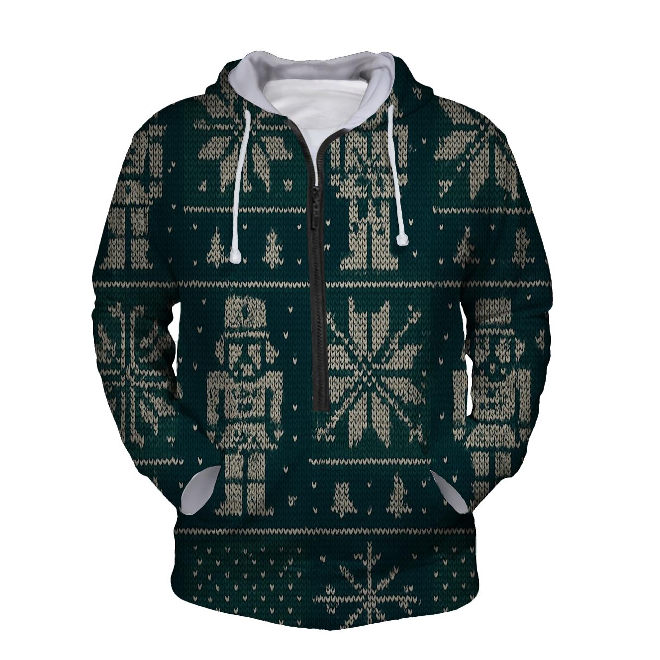 Snowflake Nutcracker Grid Design zip-up hoodies