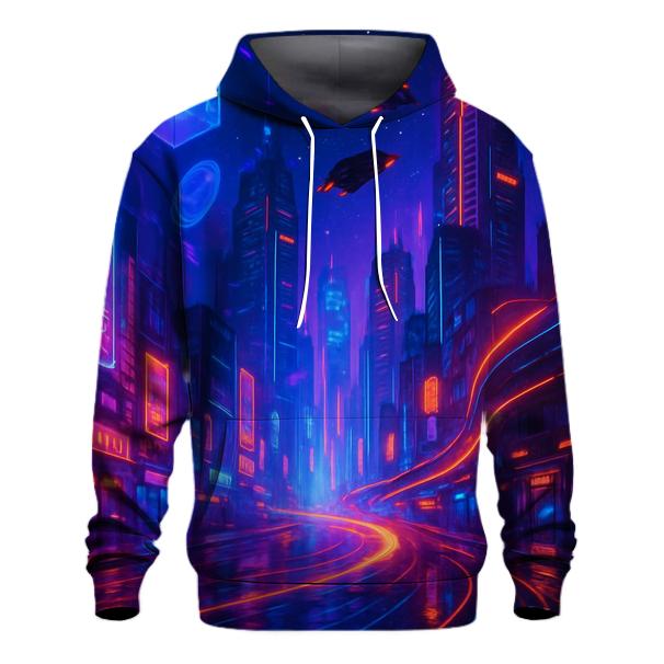 Celestial Neon Cityscape hoodie trends
