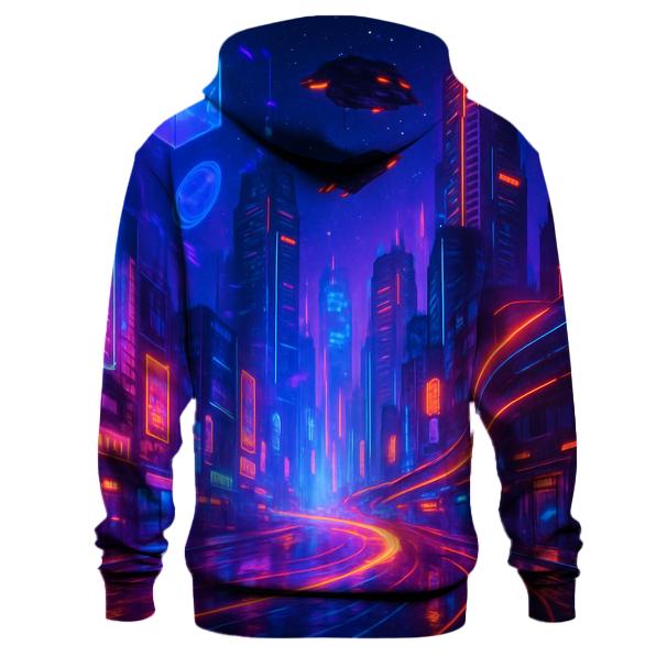 Celestial Neon Cityscape hoodie trends