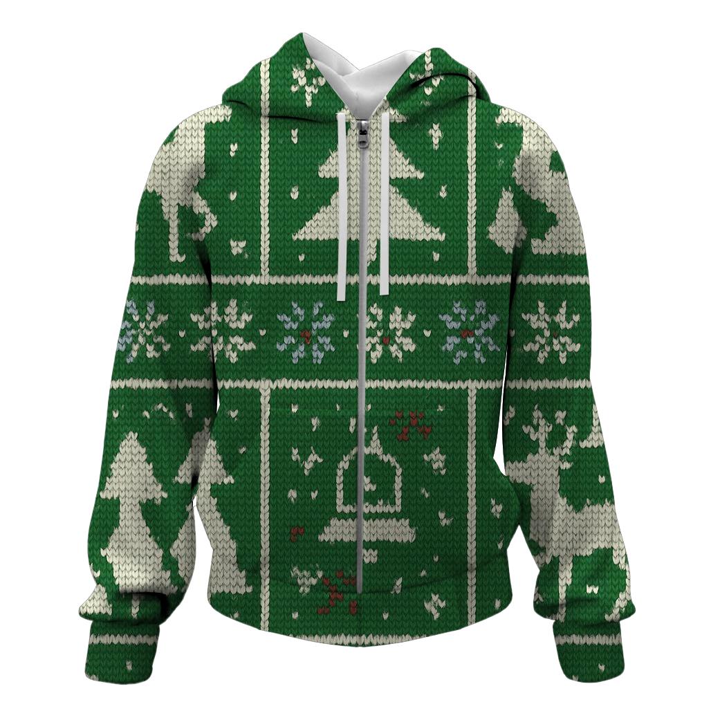 Starlit Reindeer Patchwork Design premium hoodies