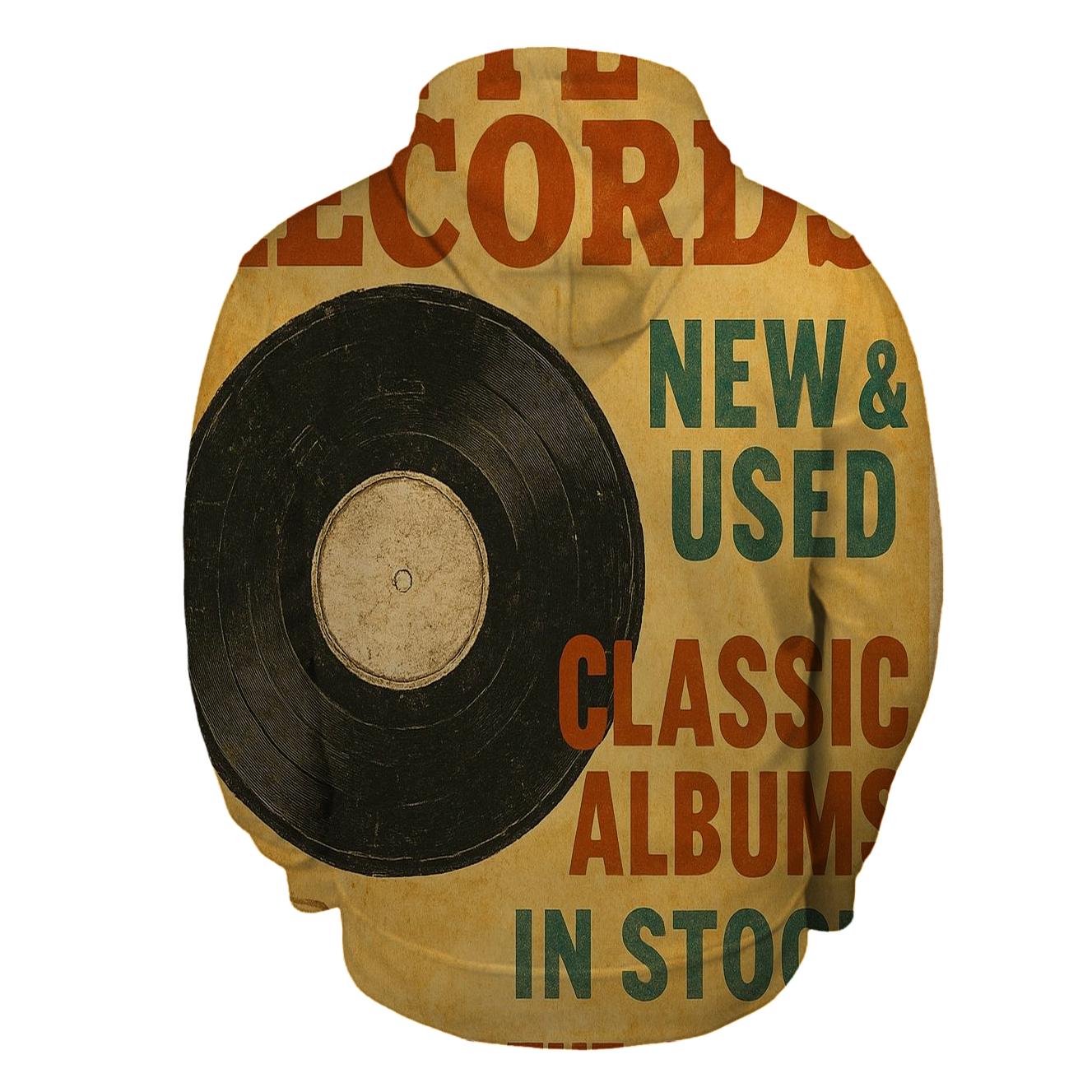 Retro Vinyl Record Shop Poster premium hoodies