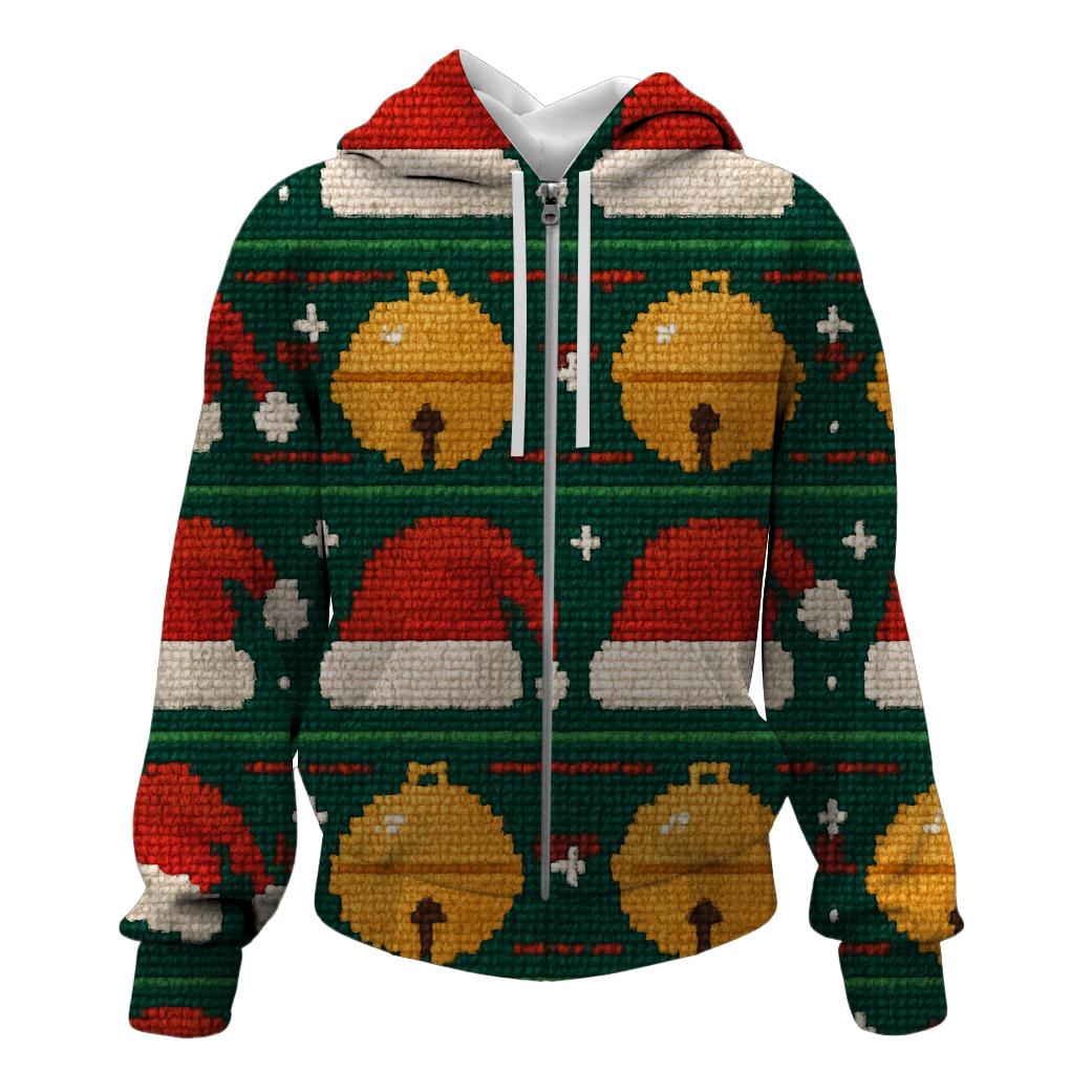 Santa Sleigh Bells Tartan Design premium hoodies
