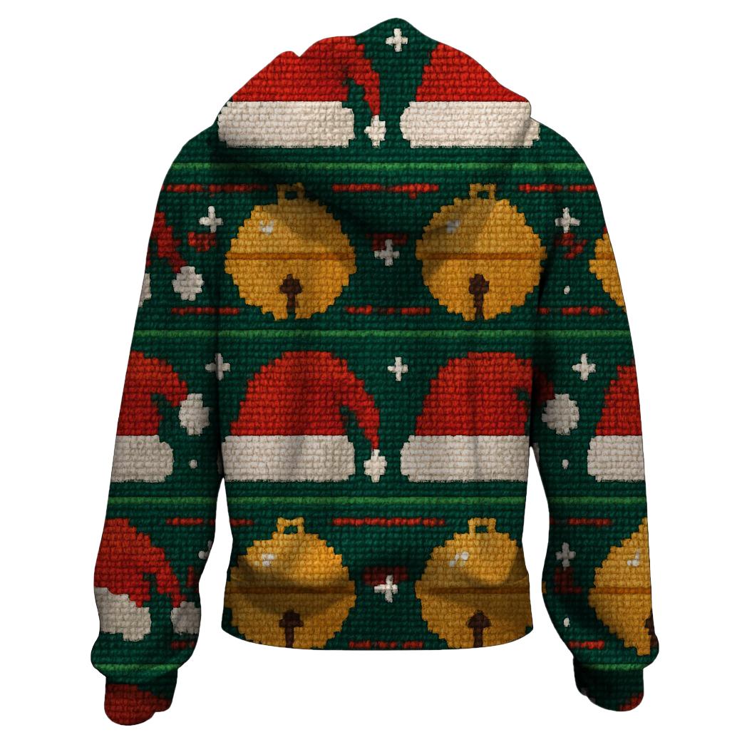 Santa Sleigh Bells Tartan Design premium hoodies