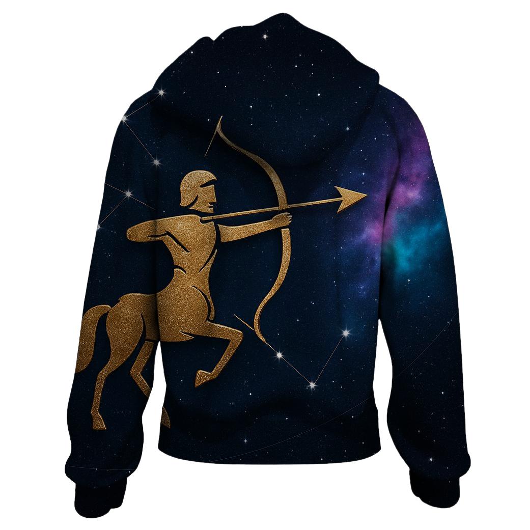 Sagittarius Celestial Archer Panorama zip-up hoodies