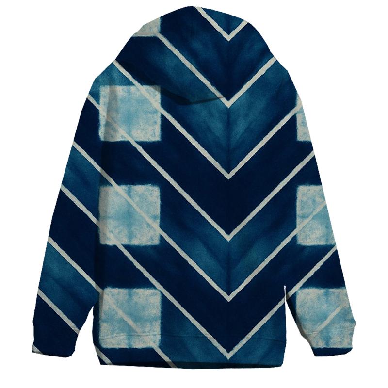 Indigo Arashi Chevron Grid hoodie trends