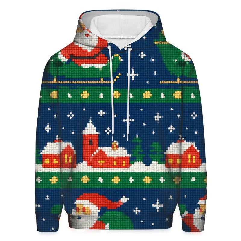 Galactic Santa Sweater Grid Design zip-up hoodies