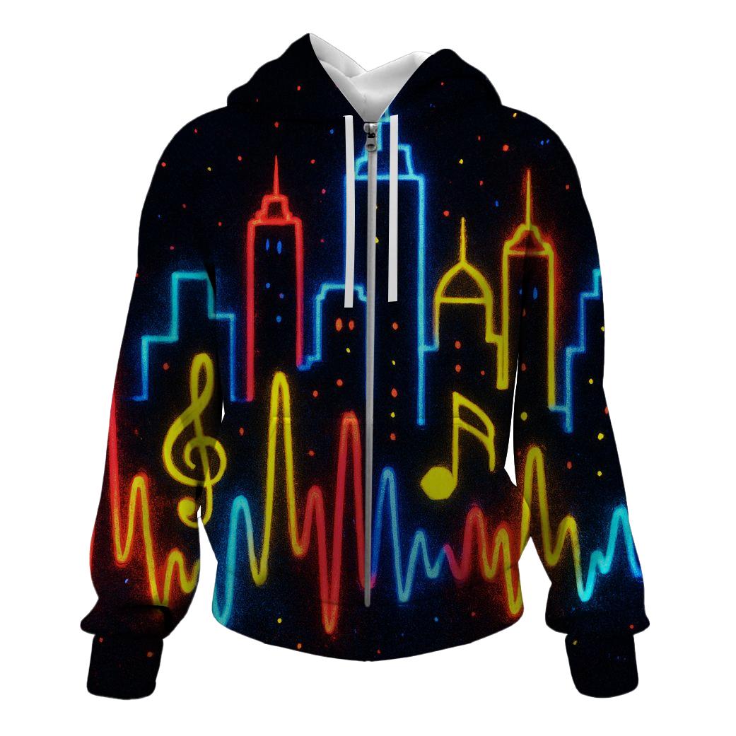 Retro Soundwave Skyline hoodie trends