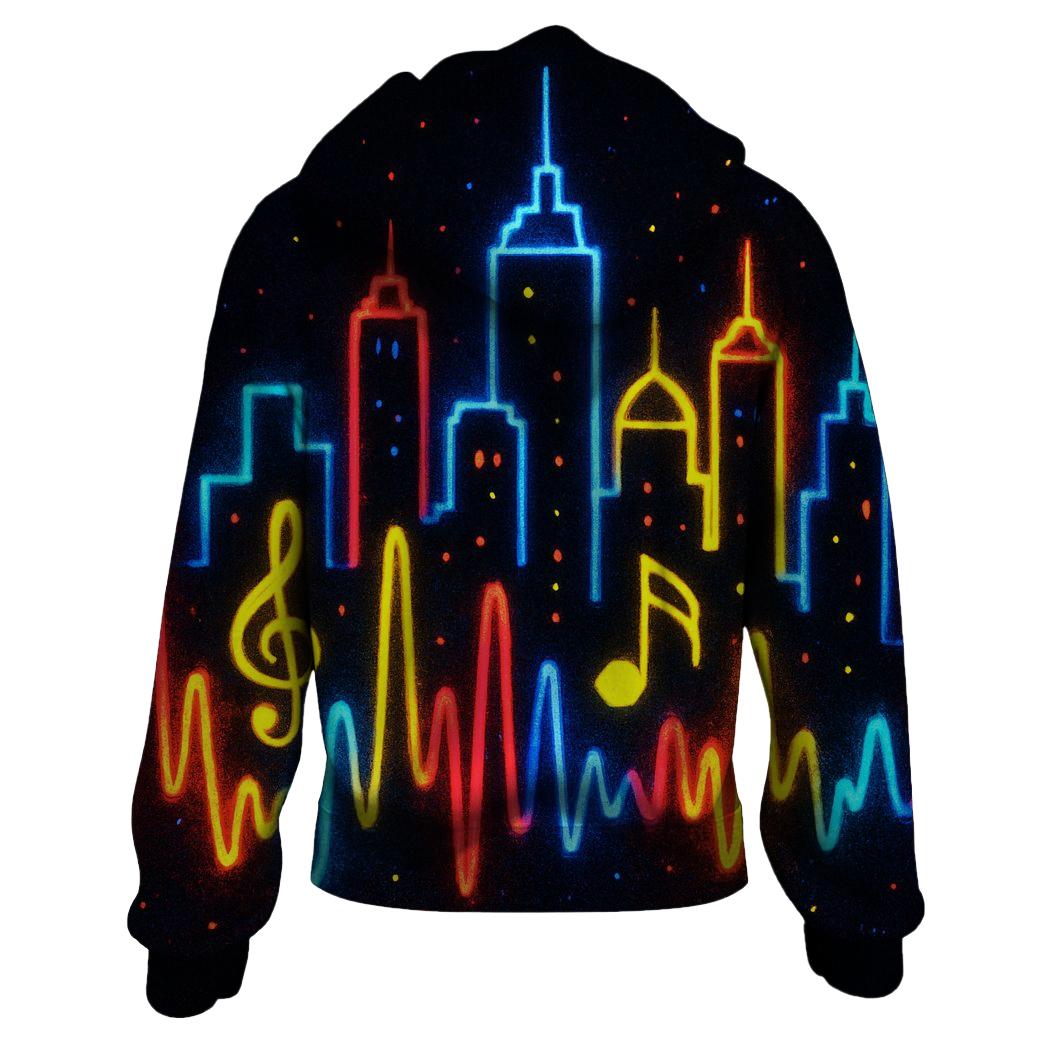 Retro Soundwave Skyline hoodie trends