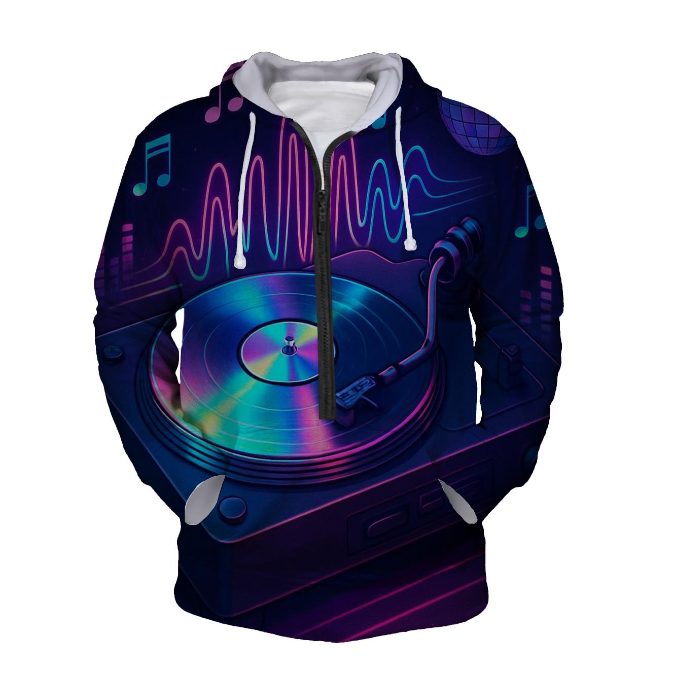 Holographic Neon Turntable printed hoodies