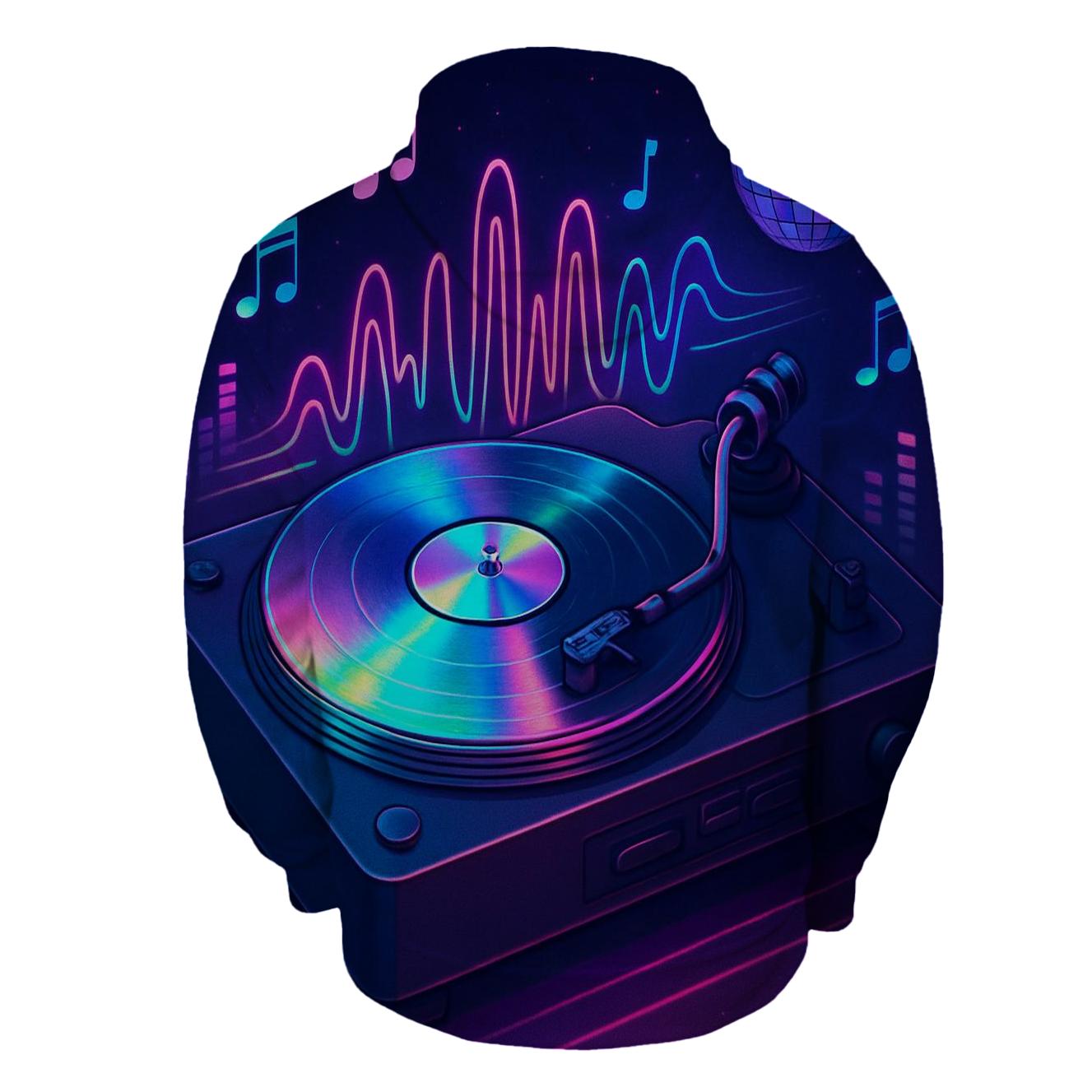 Holographic Neon Turntable printed hoodies