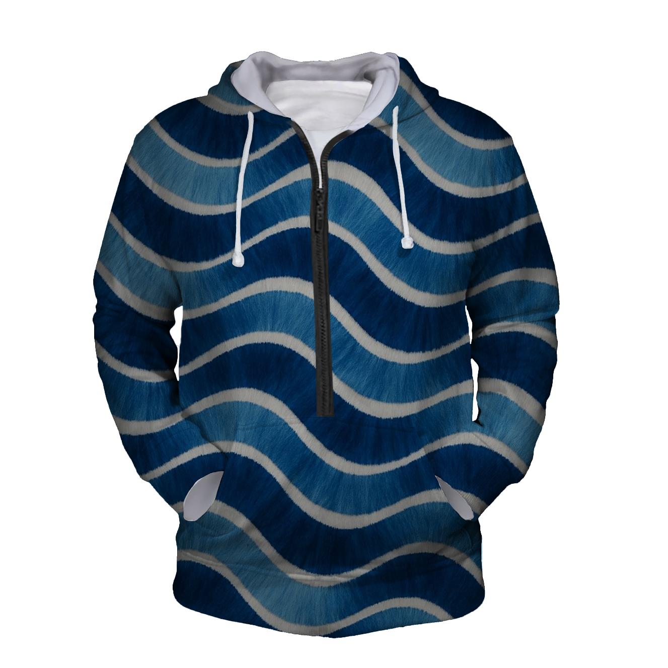Bold Indigo Arashi Waves hoodie designs