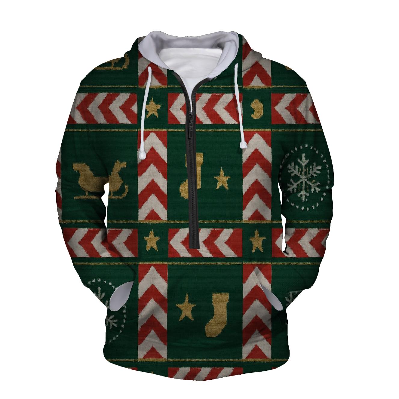 Candy Sleigh Plaid Tapestry Design lightweight hoodies