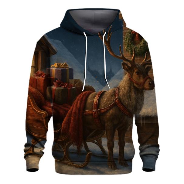 Midnight Sleigh By Candlelit Rooftop printed hoodies