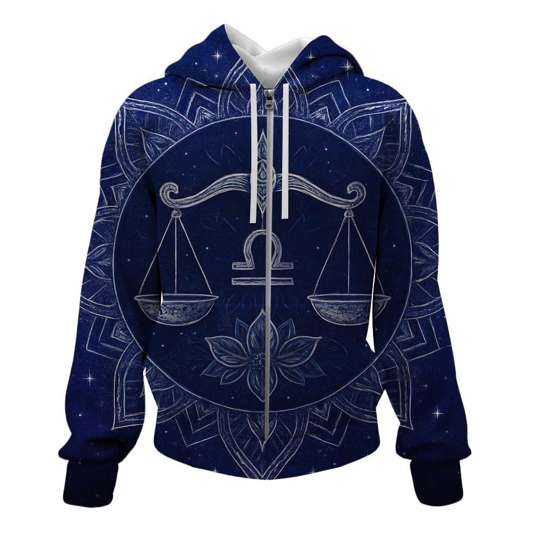 Cosmic Libra Balance Mandala graphic hoodies