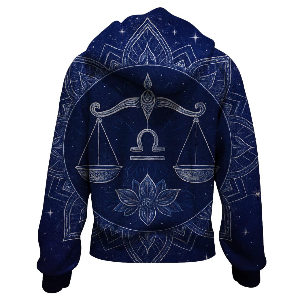 Cosmic Libra Balance Mandala graphic hoodies
