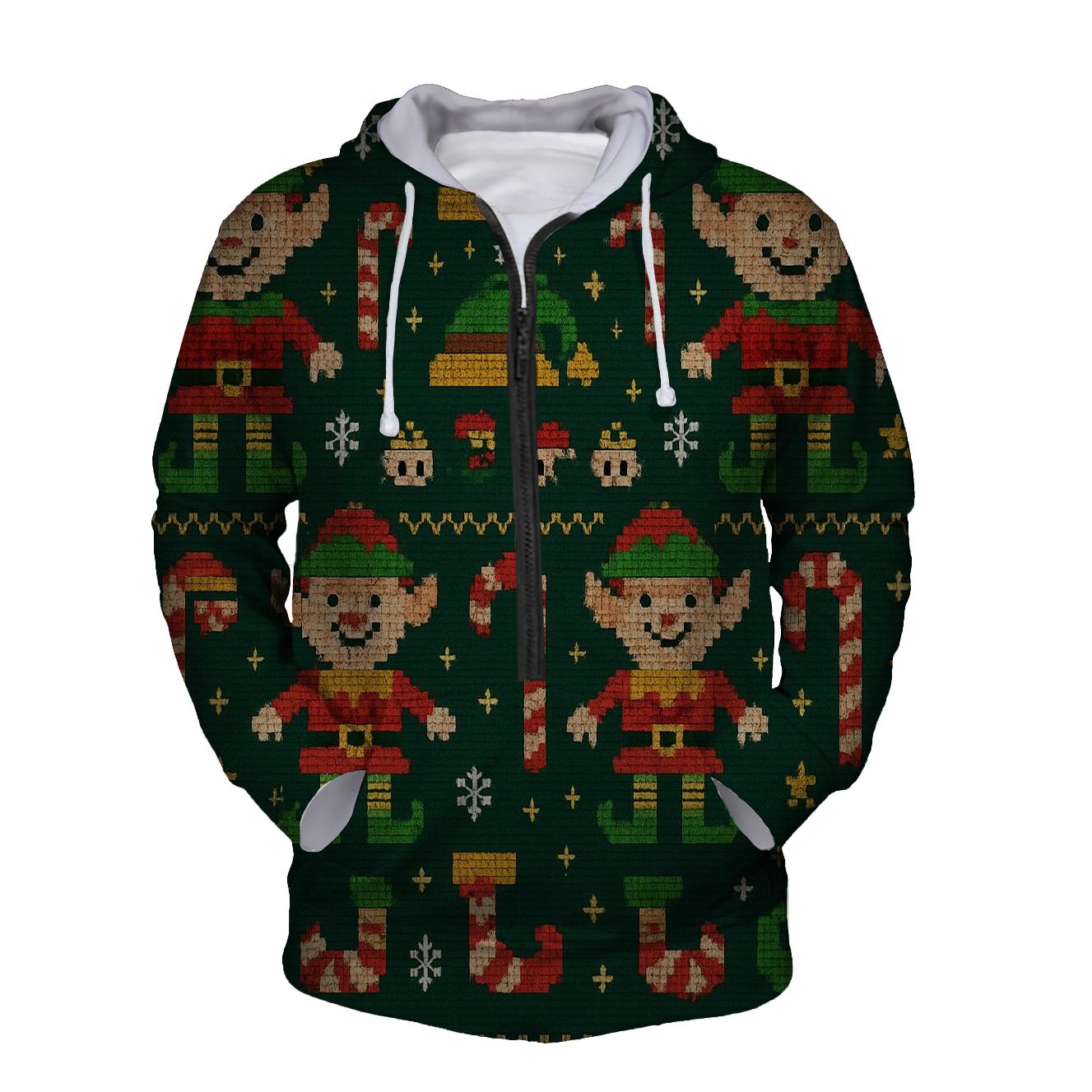 Festive Elf Parade Pattern lightweight hoodies
