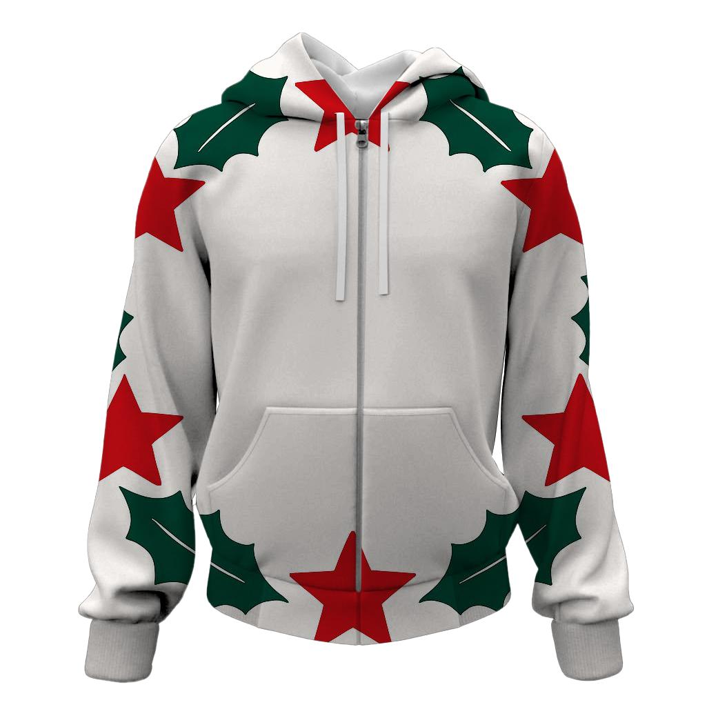 Geometric Star Wreath zip-up hoodies