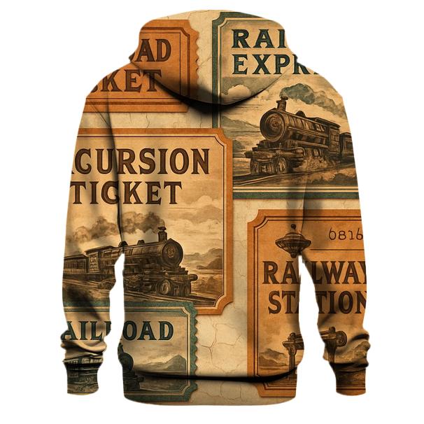 Rustic Vintage Train Ticket Collage heavyweight hoodies