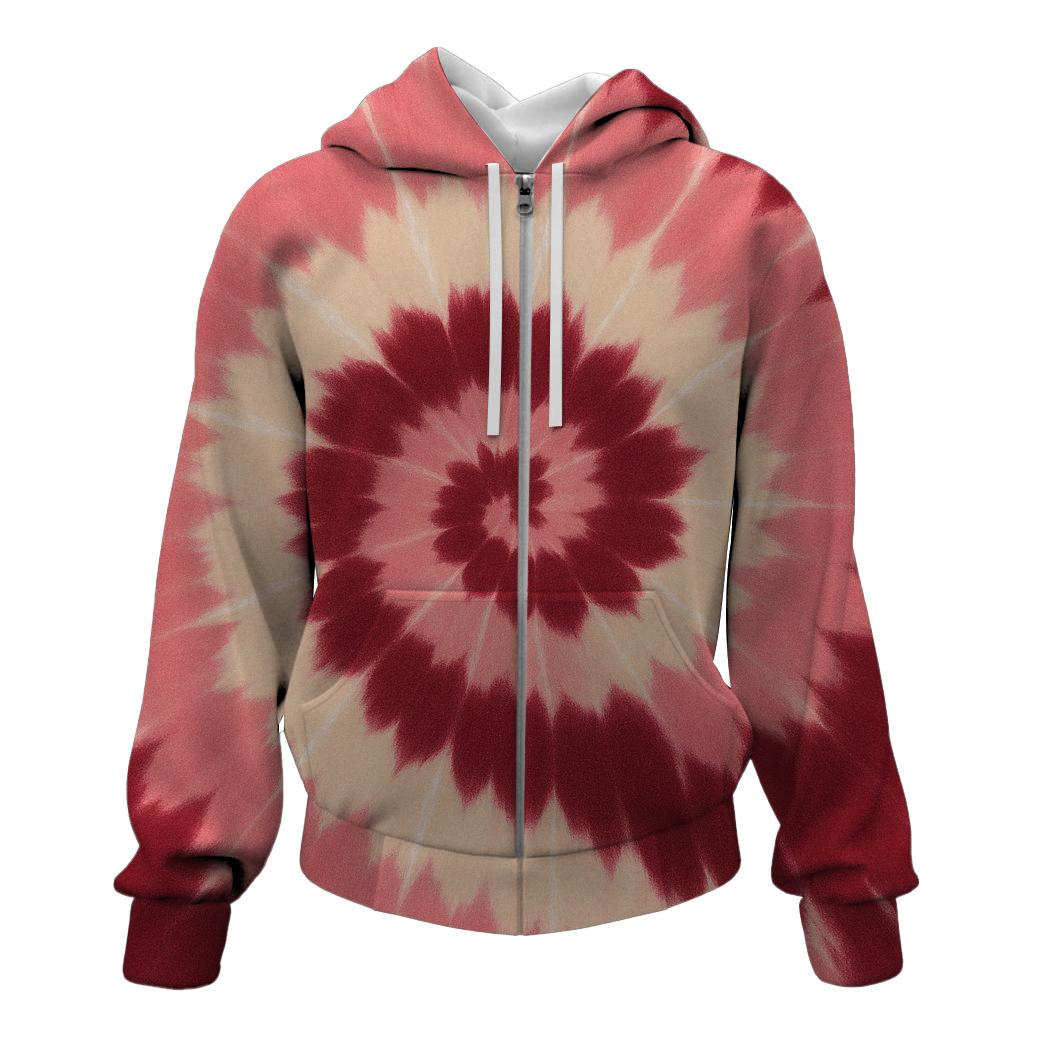 Spiral Bloom Overdye zip-up hoodies