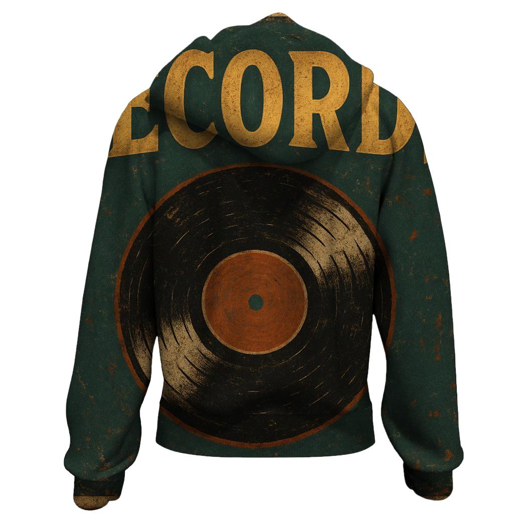 Retro Vinyl Record Shop Sign zip-up hoodies