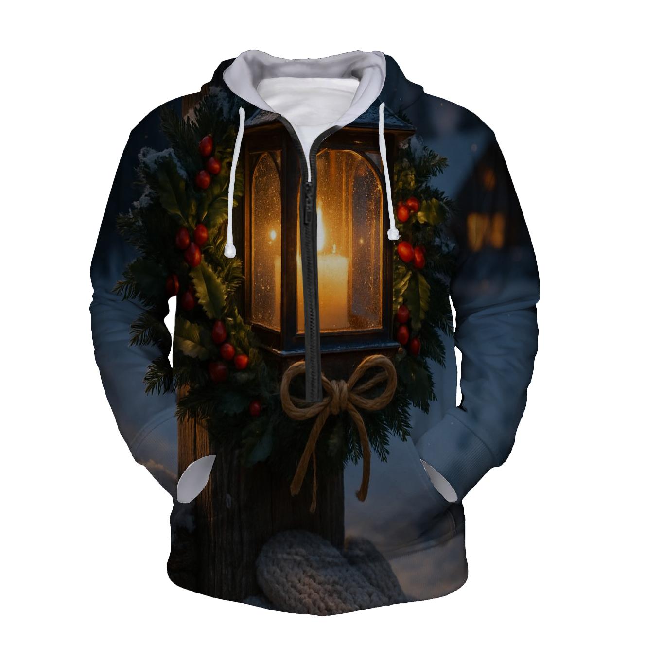 Wreath On A Snowy Lantern custom hoodies
