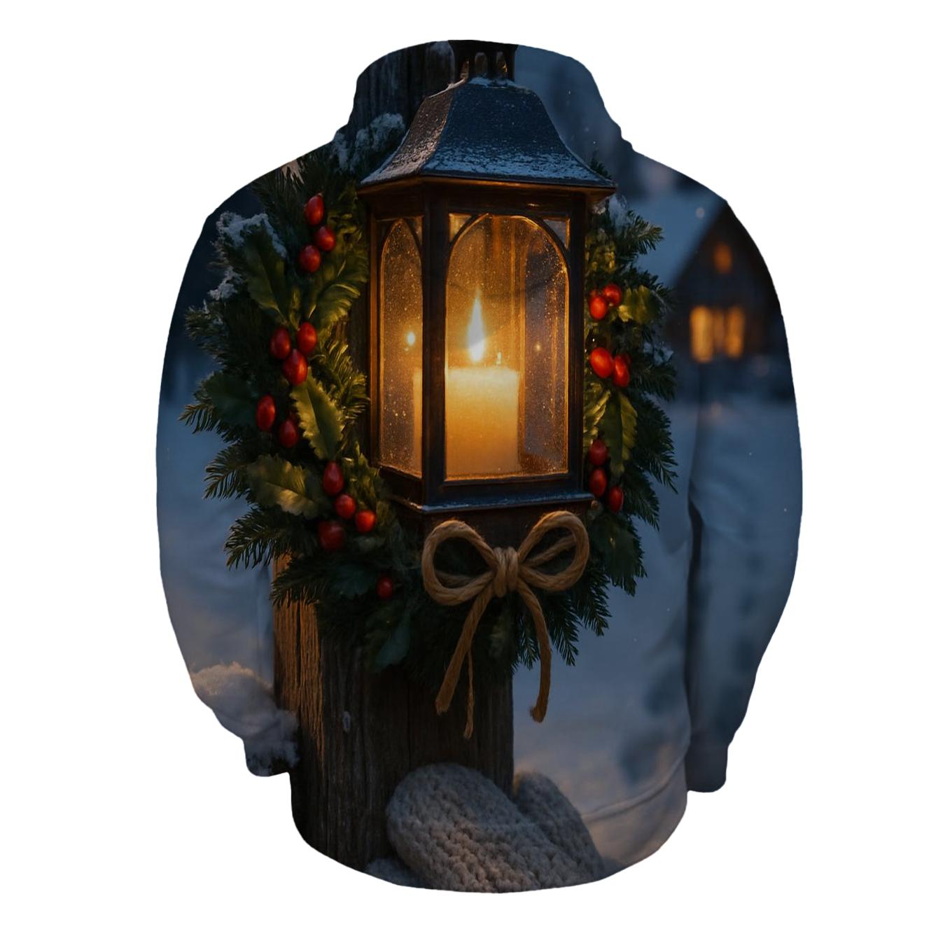 Wreath On A Snowy Lantern custom hoodies