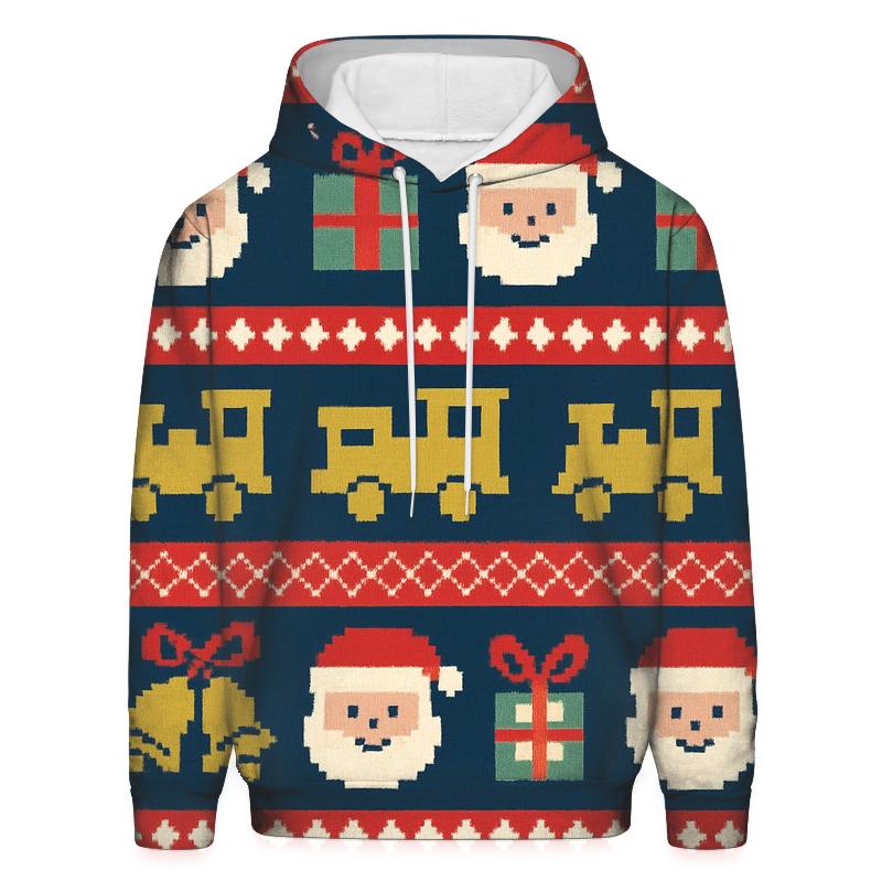 Santa Workshop Patchwork Stripes Design hoodies fashion