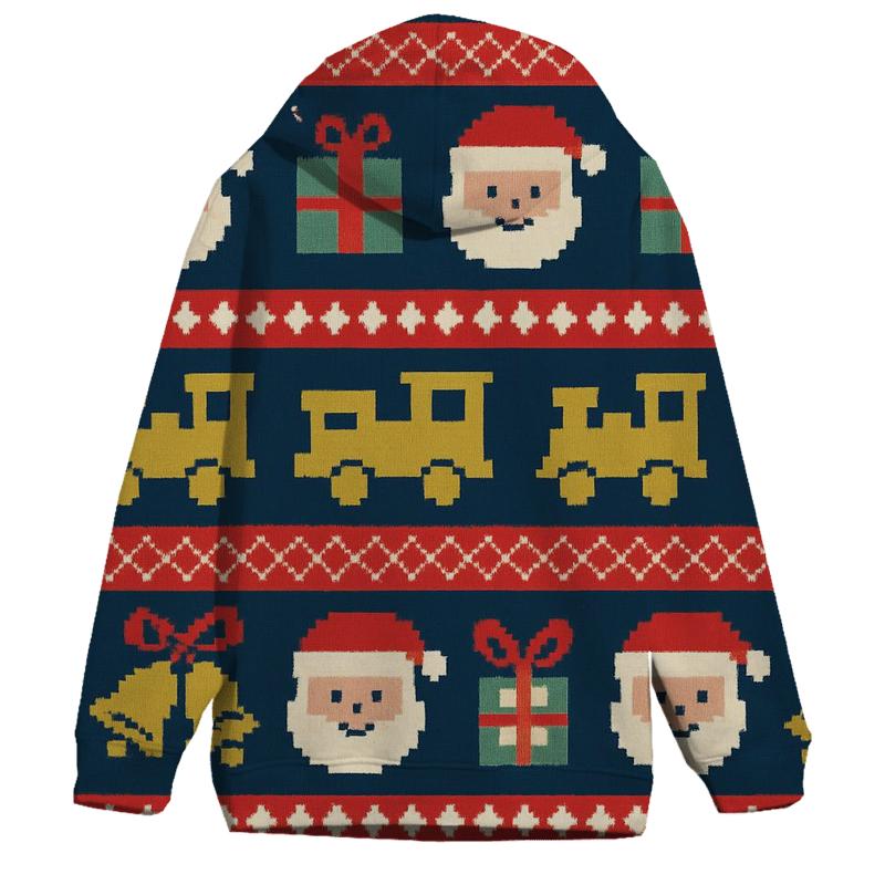 Santa Workshop Patchwork Stripes Design hoodies fashion