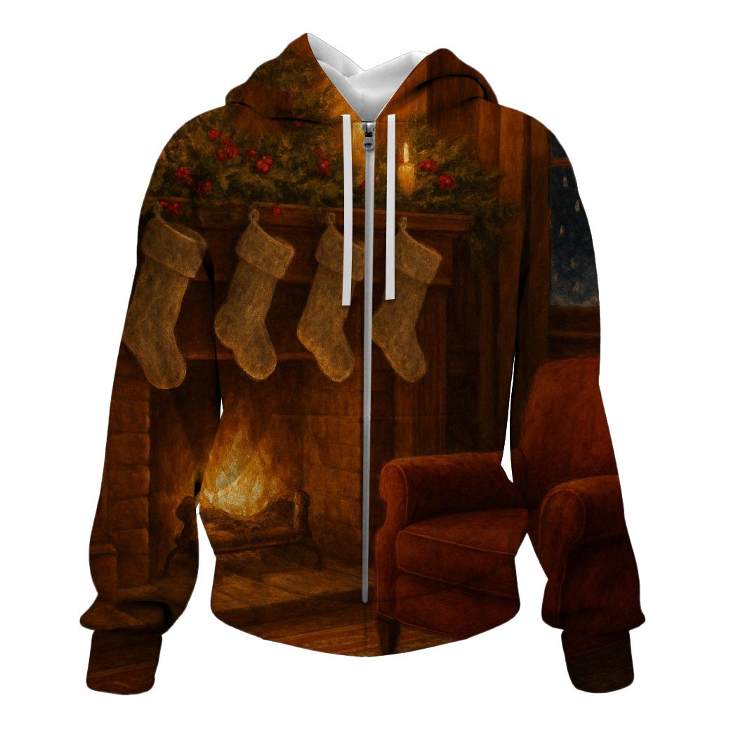 Christmas Eve Fireplace Magic graphic hoodies