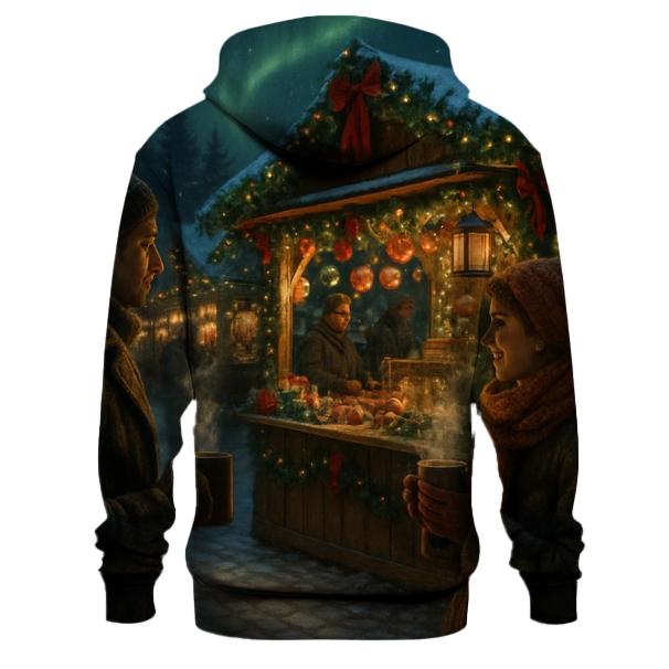 Midnight Market Under Northern Lights custom hoodies