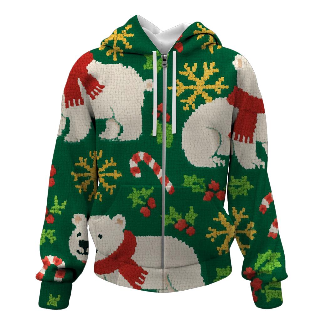 Festive Polar Bear Sweater Patchwork Design hoodie trends