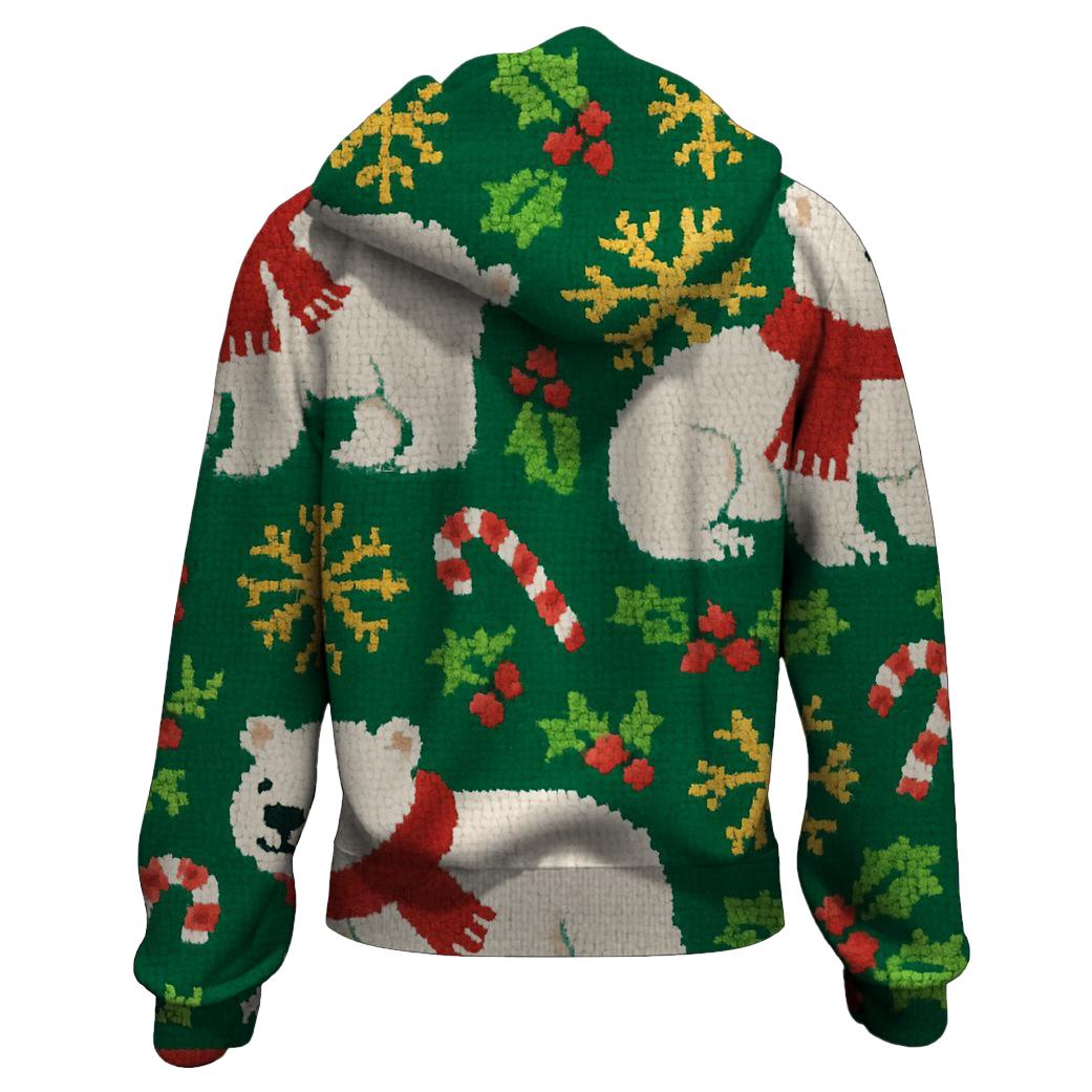 Festive Polar Bear Sweater Patchwork Design hoodie trends