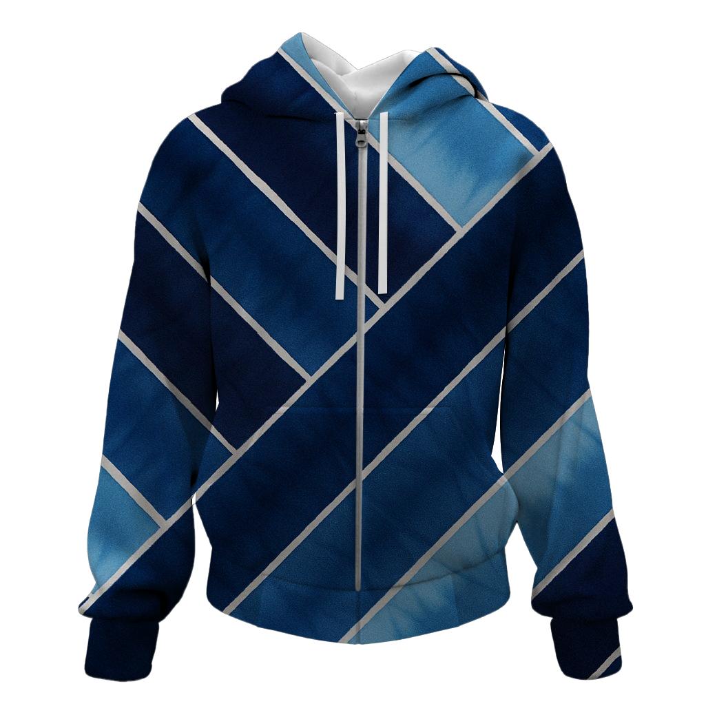 Arashi Indigo Diagonals zip-up hoodies