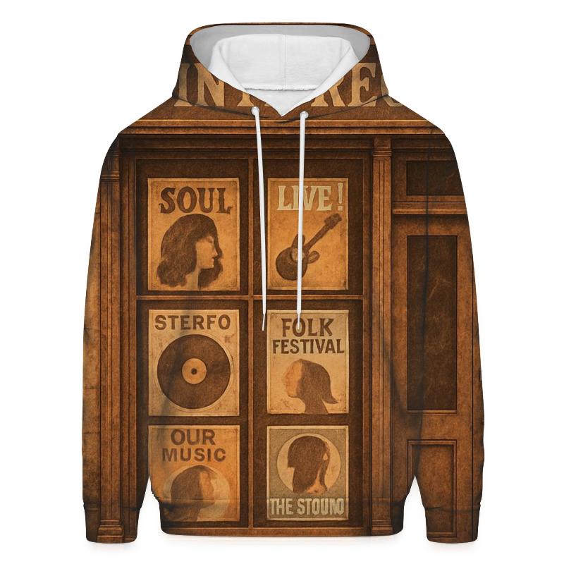 Rustic Vinyl Record Storefront zip-up hoodies
