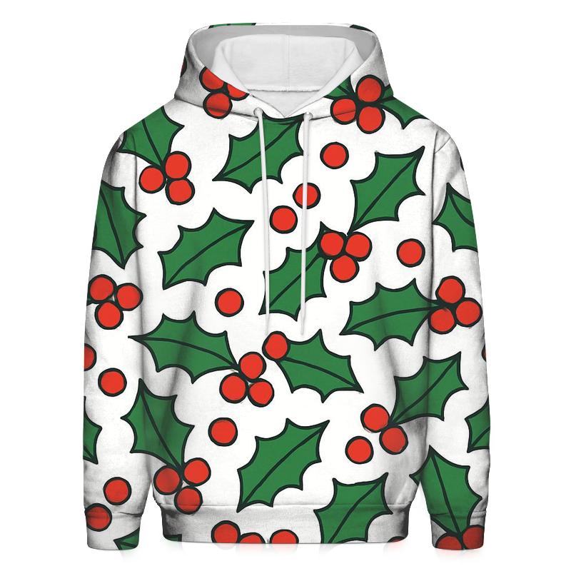 Festive Holly Garland Pattern heavyweight hoodies