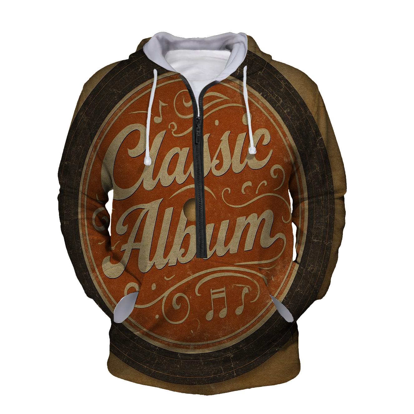Distressed Vintage Vinyl Record Label pullover hoodies