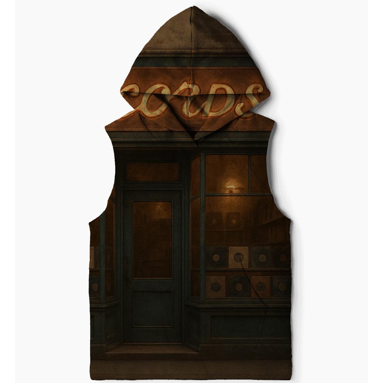 Retro Vinyl Record Storefront premium hoodies