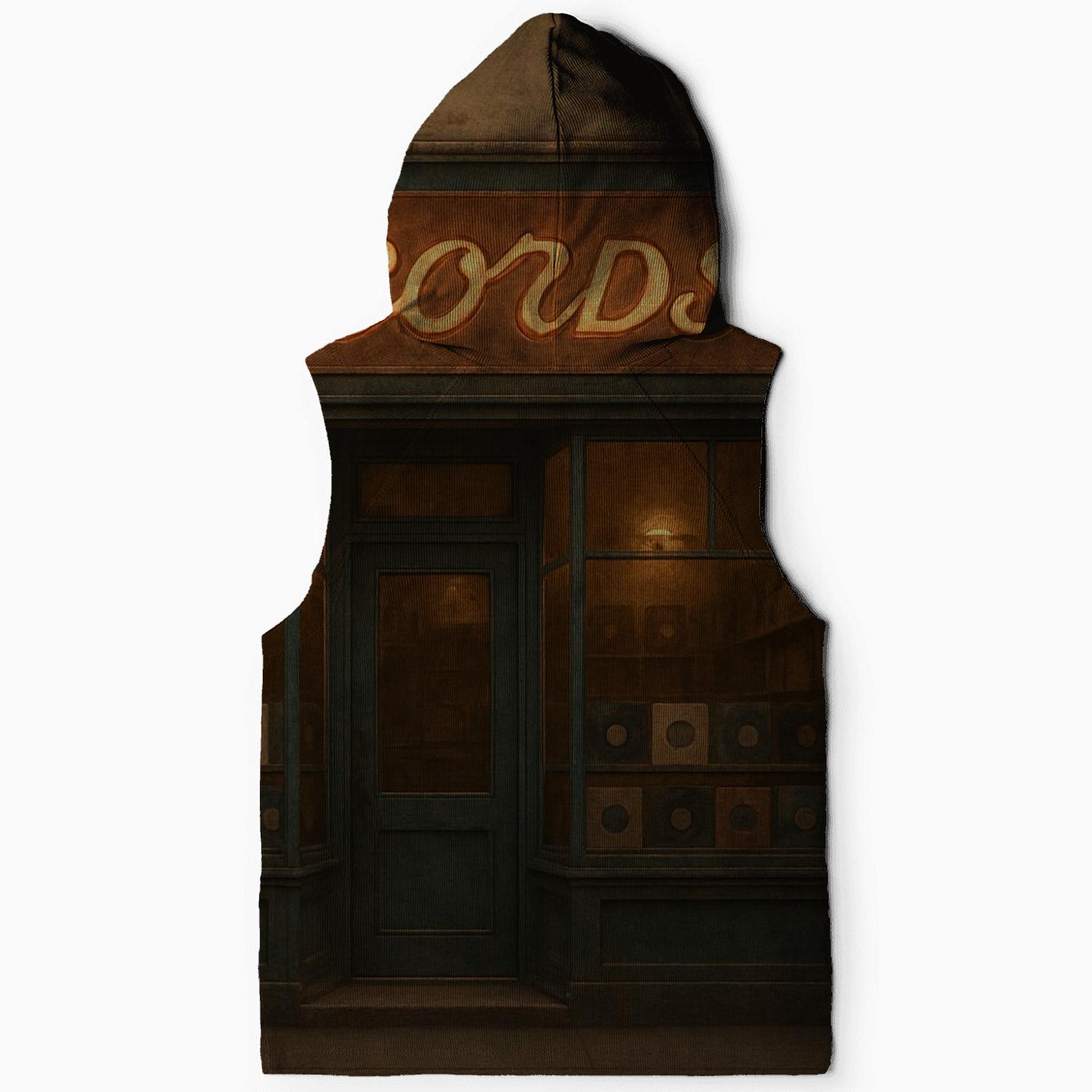 Retro Vinyl Record Storefront premium hoodies