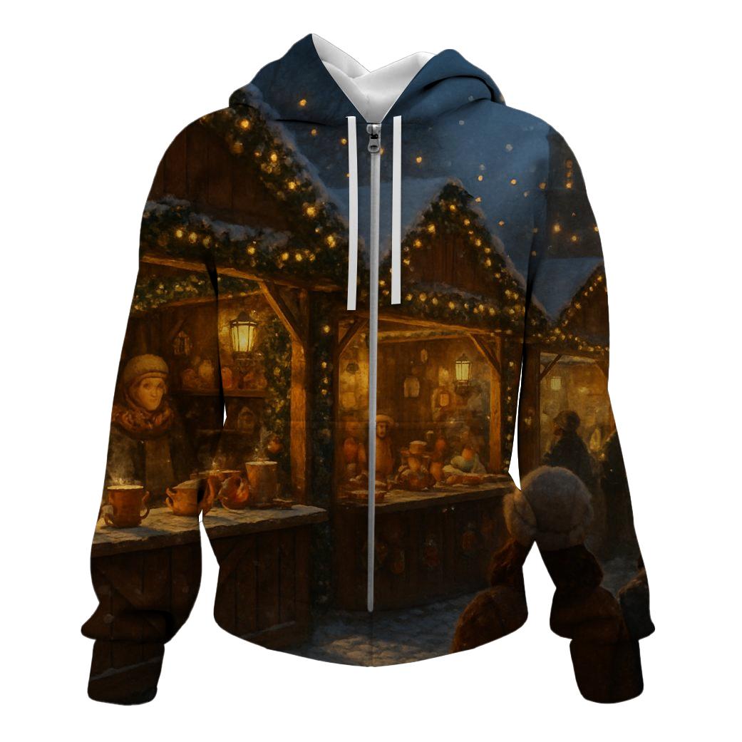 Snowy Market Eve zip-up hoodies