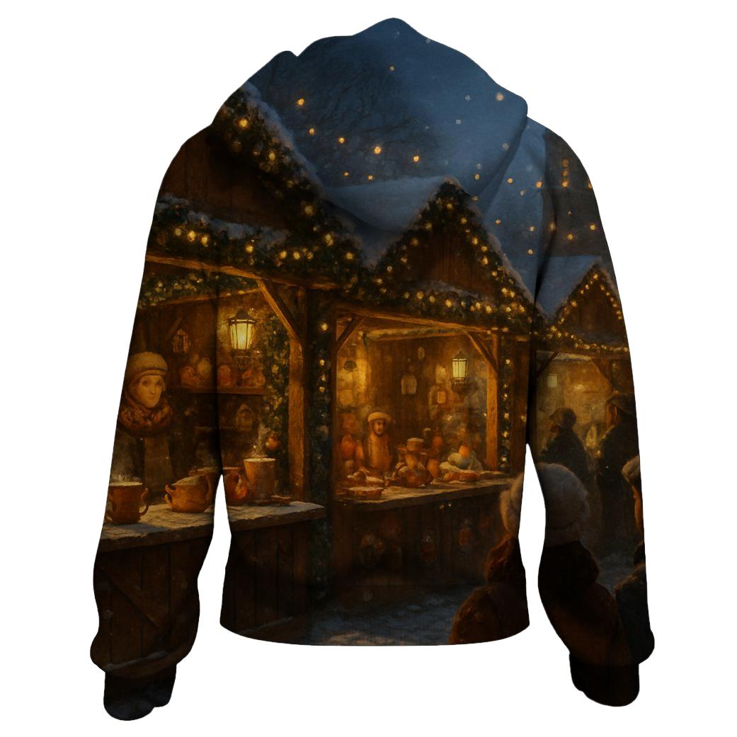 Snowy Market Eve zip-up hoodies