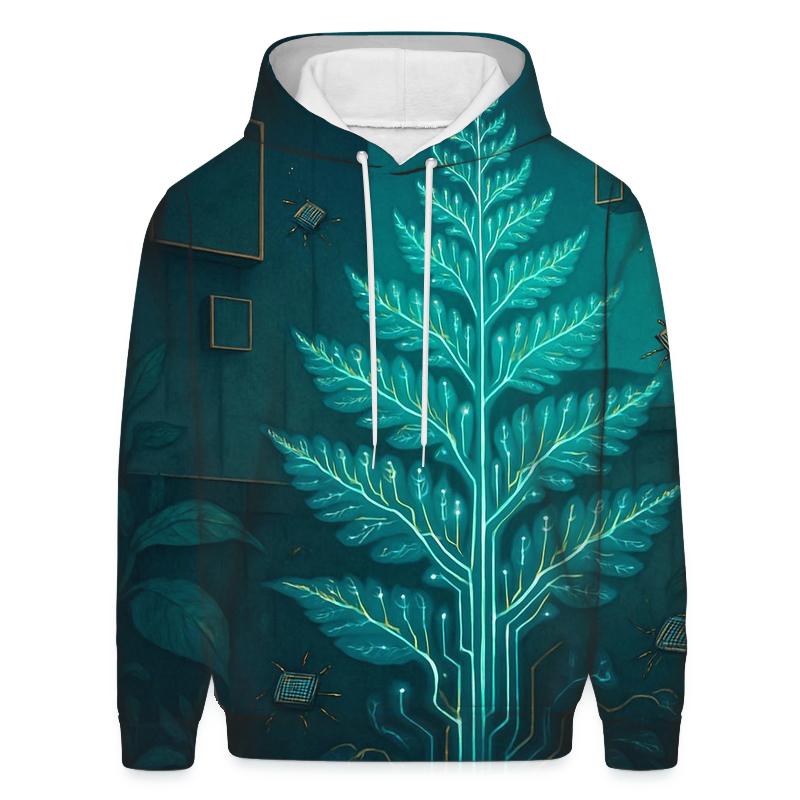 Luminous Botanical Circuit designer hoodies
