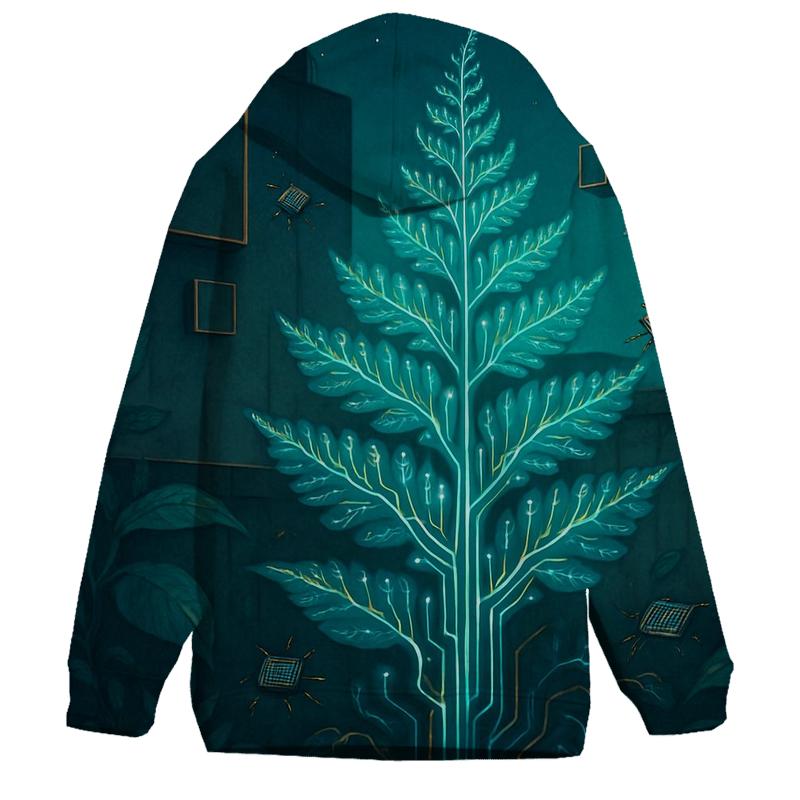 Luminous Botanical Circuit designer hoodies