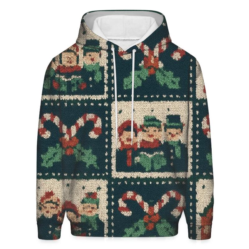 Carolers And Candy Grid Design heavyweight hoodies