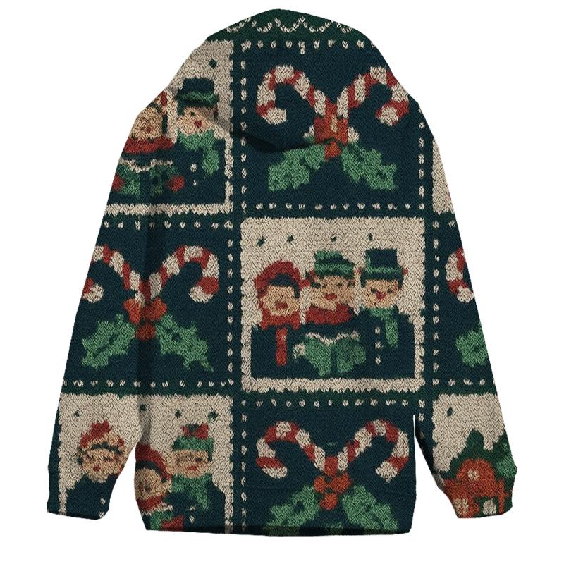 Carolers And Candy Grid Design heavyweight hoodies