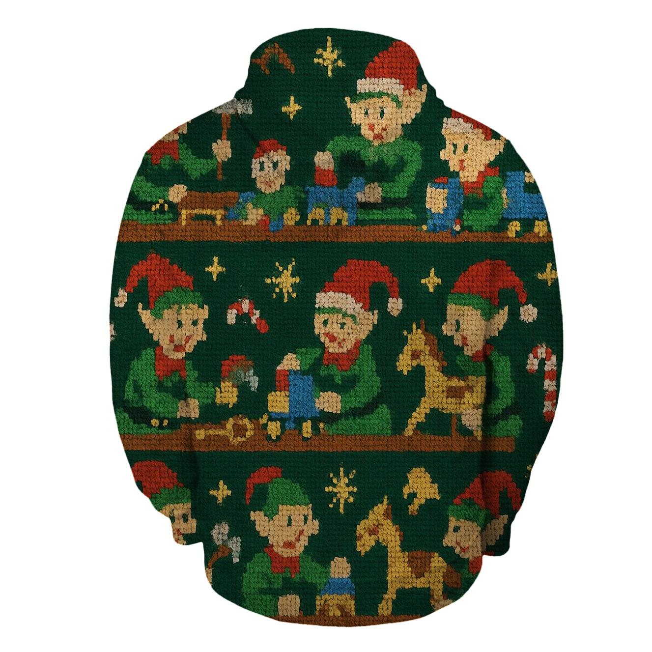 Festive Elf Workshop Pattern designer hoodies