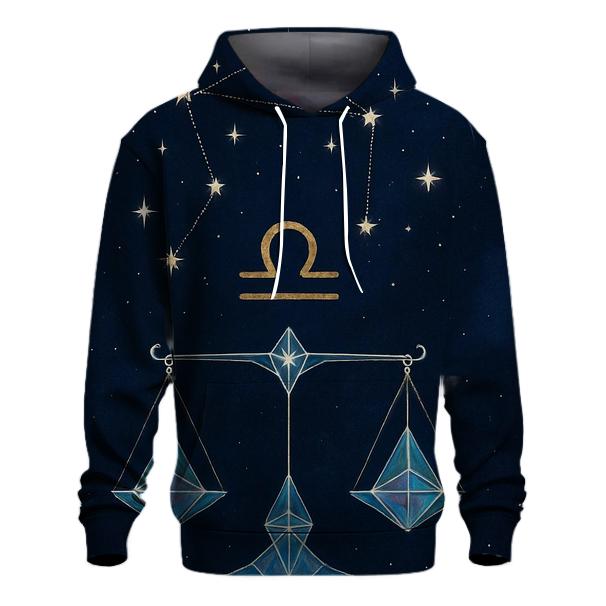 Harmonic Libra Scales Star Map embroidered hoodies