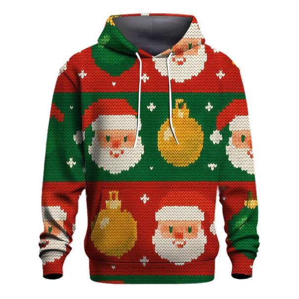 Jolly Santa And Ornament Rows Design heavyweight hoodies