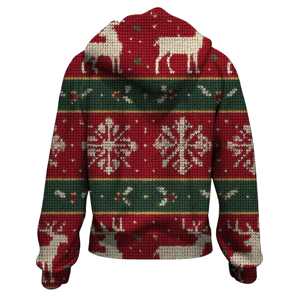 Kitschy Reindeer Knit Panel Design premium hoodies
