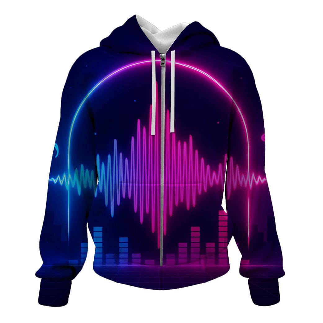 Neon Soundwave Portal zip-up hoodies