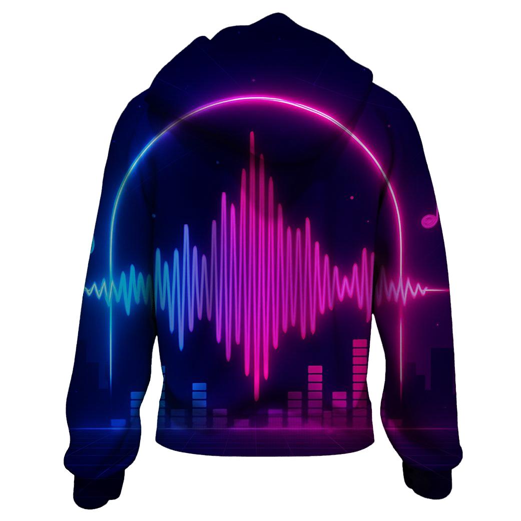 Neon Soundwave Portal zip-up hoodies